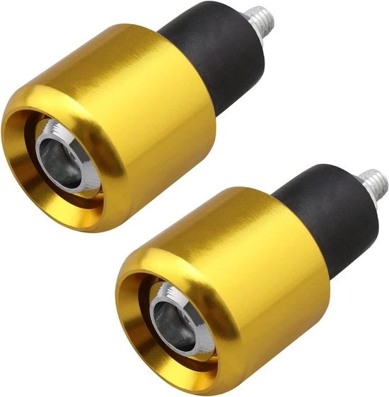 Fermo Stallo del Manubrio per Motocicletta - Materiale Alluminio - Bar End Plug - 22mm di Diametro - Giallo - 2 Pezzi - Adatto per Manubrio