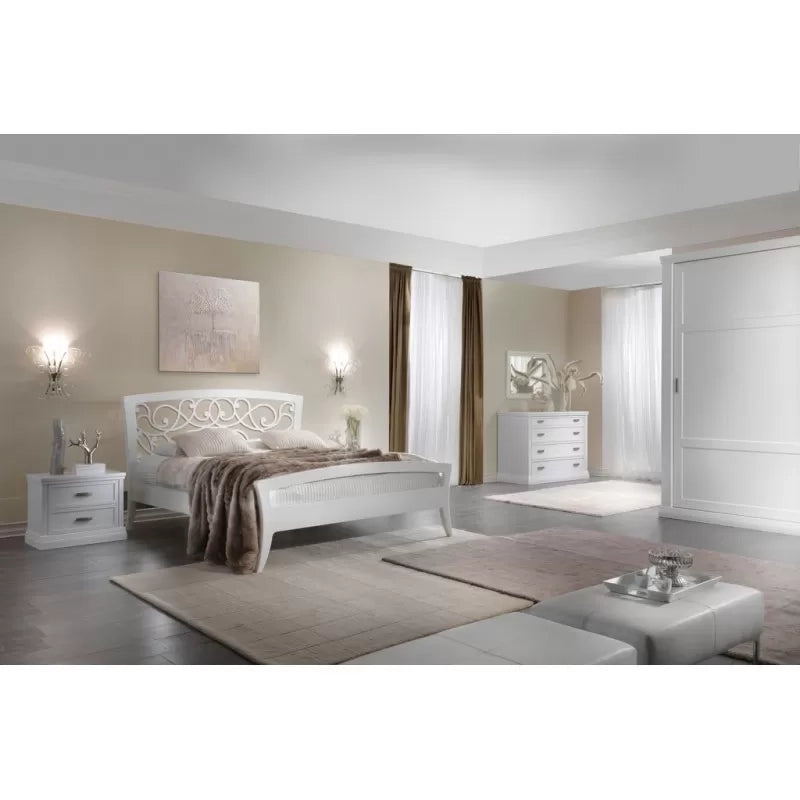 Gruppo 1 cassettiera 2 comodini classici legno shabby bianco - Mobili 2G