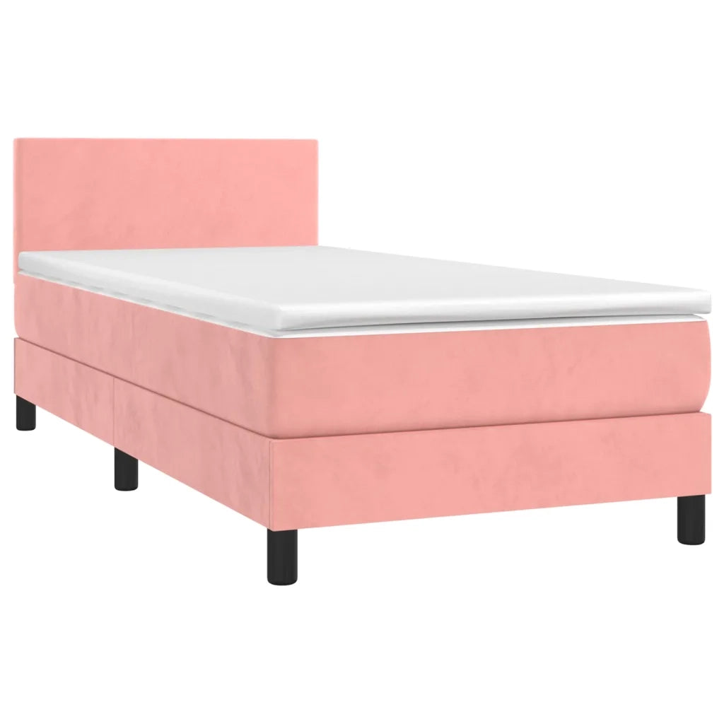 Giroletto a Molle con Materasso-Struttura Letto Rosa 90x190 cm in Velluto 808132