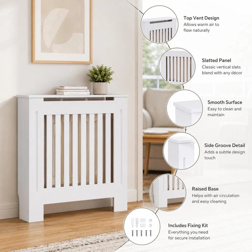 MDF Radiator Cover, White, 78 Cm