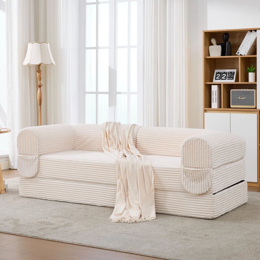 DIVANO LETTO 2 posti convertibile in corduroy beige