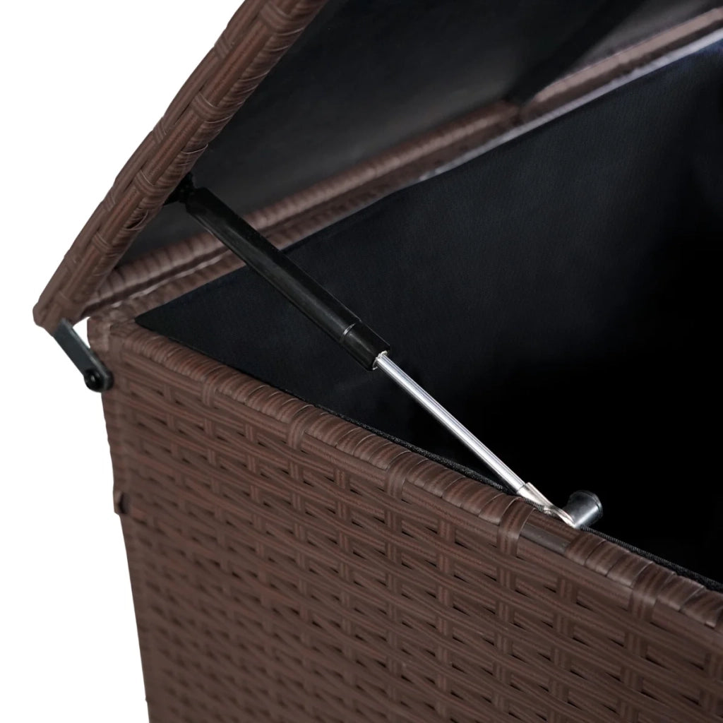 Set d'angolo in rattan e box da giardino Marrone Grande Cuscino Cassapanca 582L Outdoor