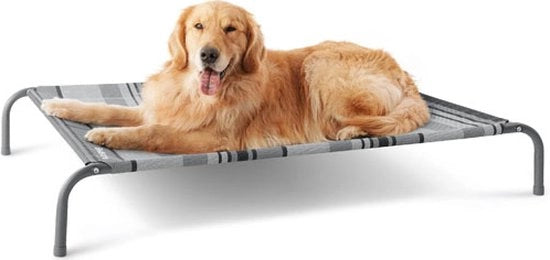 Letto Elevato per Cani Grandi - Grigio, Adatto per Interno ed Esterno, Campeggio - Dimensioni L: 124 x 80 cm, Altezza: 20 cm