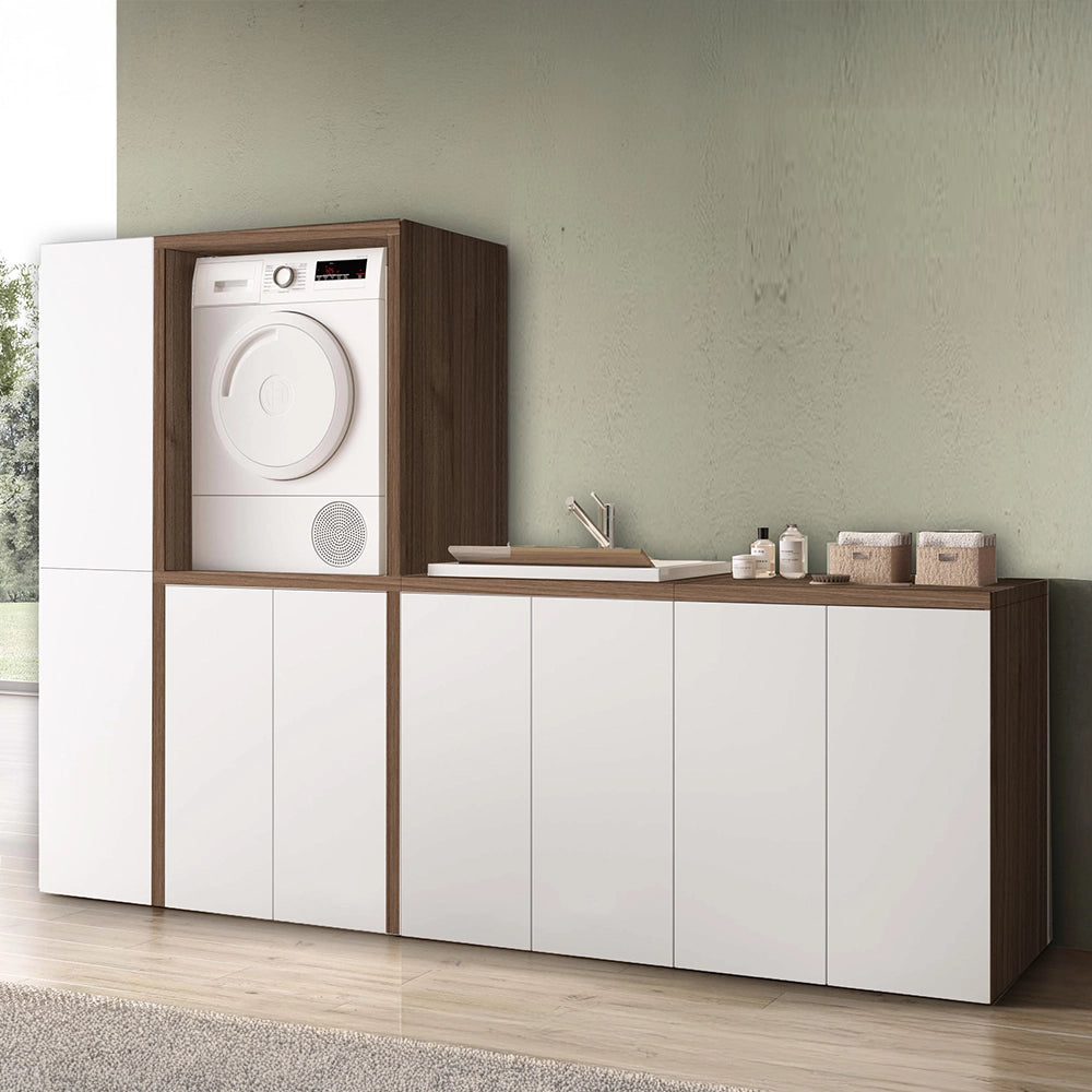 Mobile lavatoio bianco 71x65 cm con ante e vasca in resina Wanda