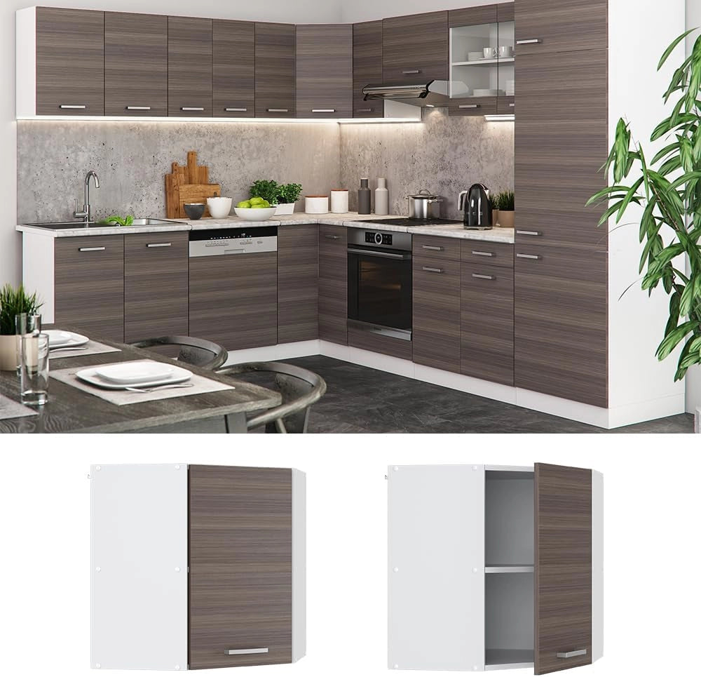 Mobile angolare da cucina R-Line, Grigio nobile, 57 cm, per la libera combinazione all'interno di sistemi cucina modulari