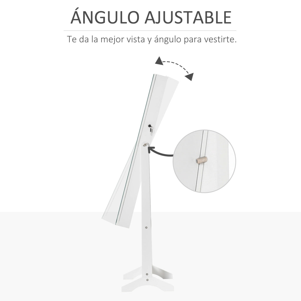 Armadio portagioie con illuminazione LED e chiusura magnetica ¨C Xylo ¨C Bianco 46x36,5x151,5 cm