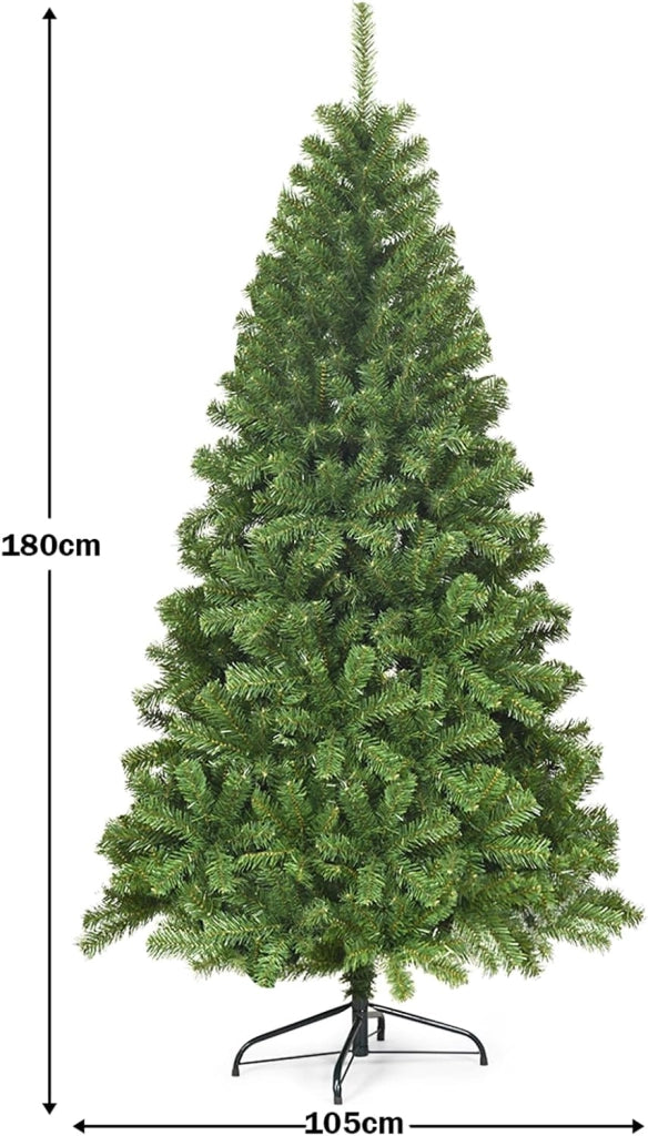 Albero di Natale 180 cm, Albero di Natale Artificiale con 928 Rami Folti, Base in Metallo, Decorazione Natalizia per Casa, Ufficio e Negozio (180 CM)