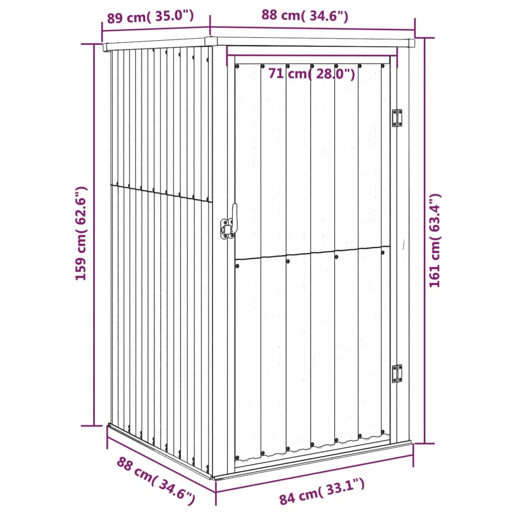Casetta da giardino cabina ripostiglio casetta da esterno robusta casetta per attrezzi 88 x 89 x 161 cm acciaio zincato marrone 02_0022424