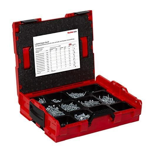 Fischer 558739 L-Boxx Set Viti PowerFast II 1801 Pezzi con Filettatura Totale e Parziale Attacco Torx TX Acciaio Zincato Blu Passivato colore Blu