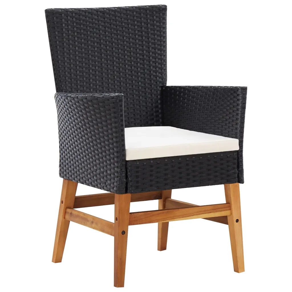 Set da Pranzo da Giardino 7 pz in Polyrattan e Acacia Nero cod mxl 55661