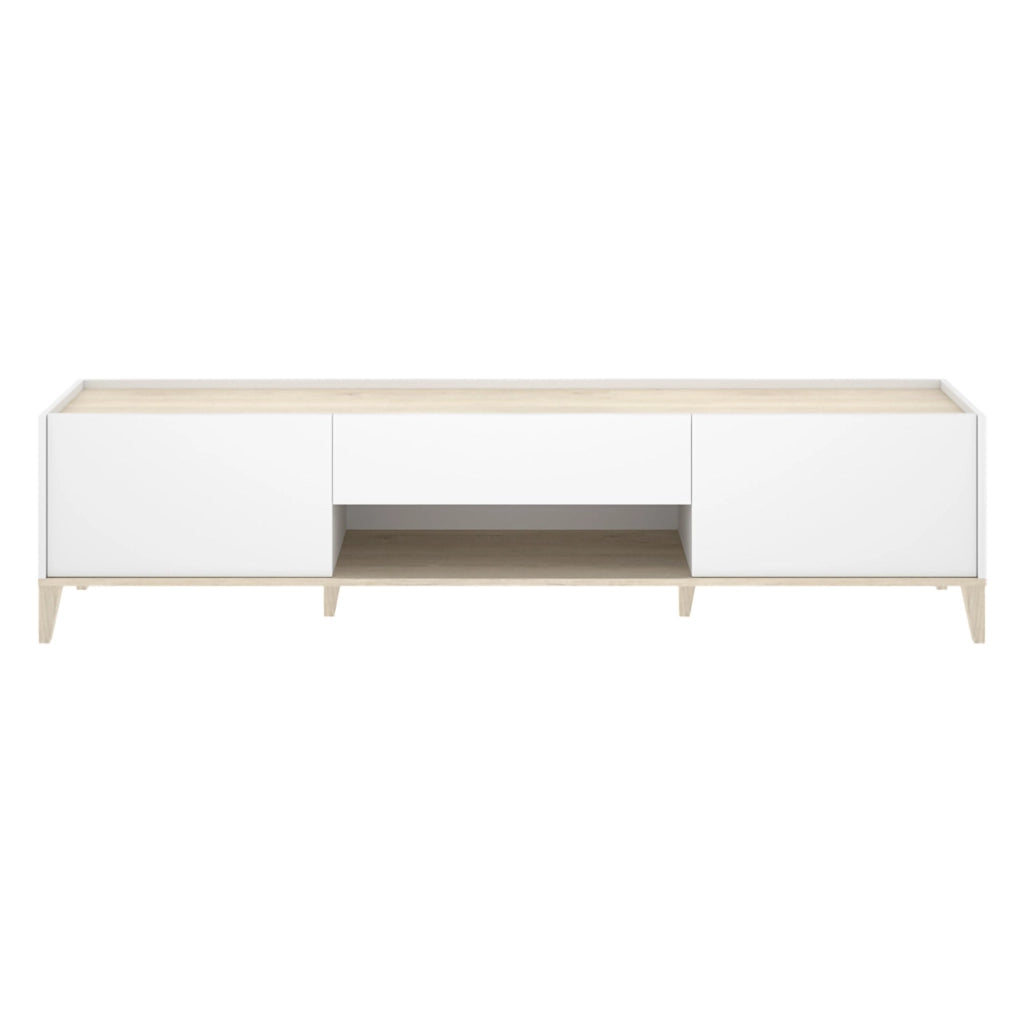 Yreka, Mobile Porta tv un Cassetto, 39x197x50h cm Bianco