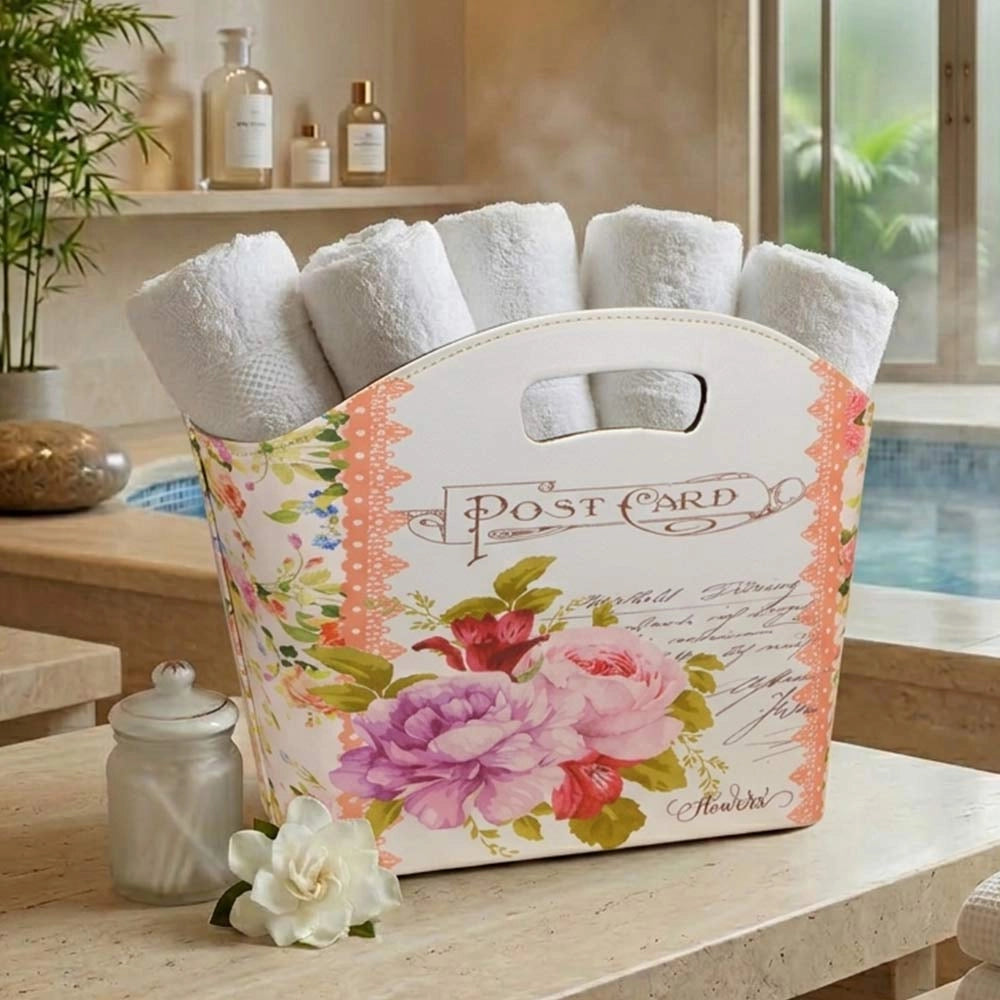Borsetta Contenitore Flowers con manici fantasia floreale cm 40 x 15 x h 30
