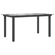 Tavolo da Giardino | Tavolino da esterno Nero 150x90x74 cm in Alluminio e Vetro