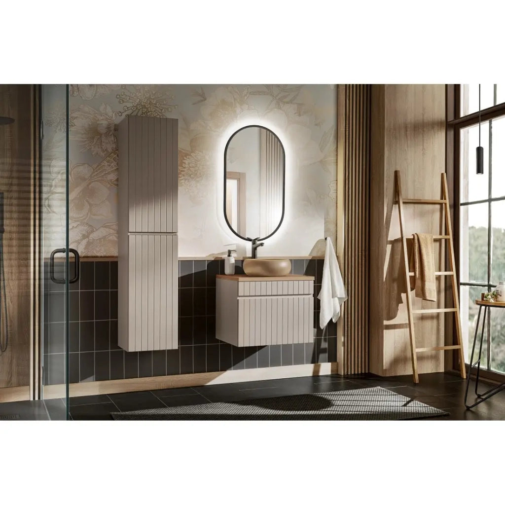 Mobile sottolavabo ICON 60 cm – 1 cassetto – Finitura marrone congo – Stile moderno sospeso