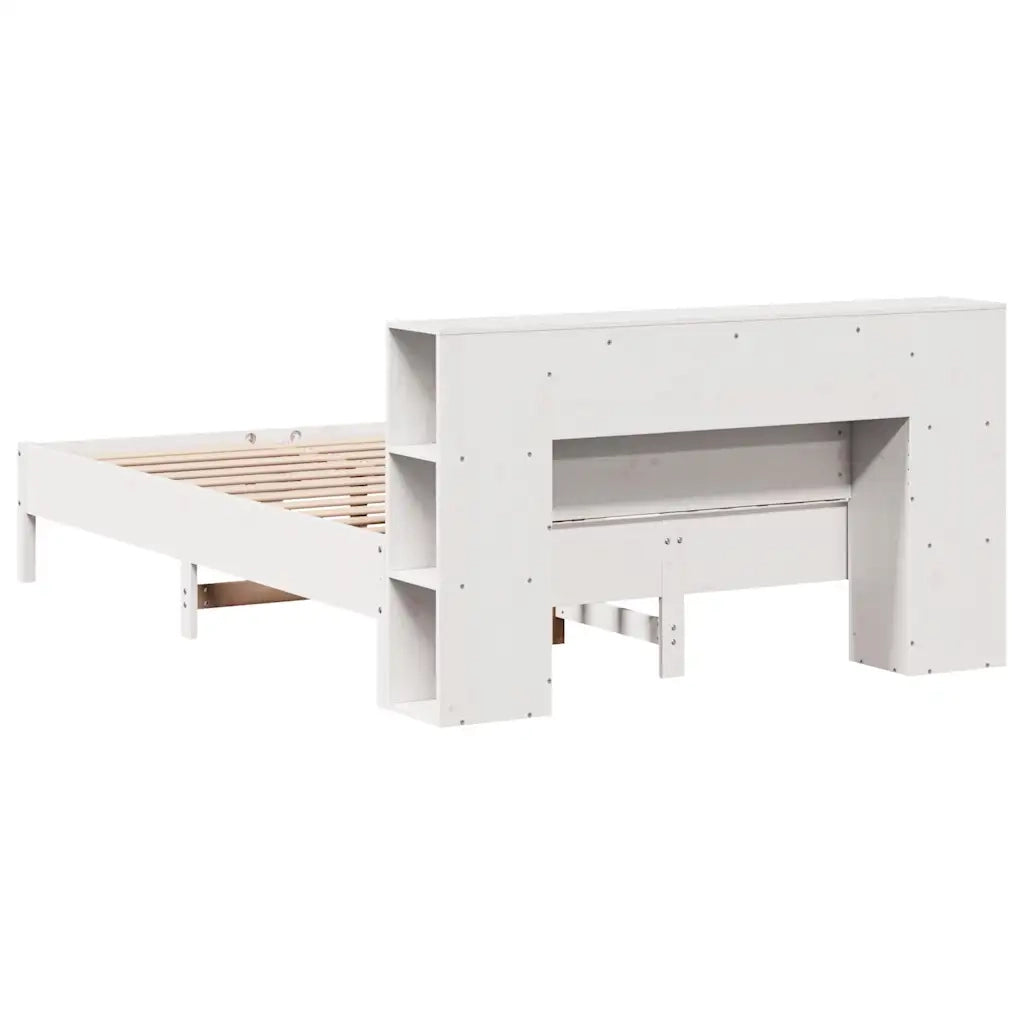 Letto Libreria senza Materasso Bianco 135x190 cm Legno di Pino 3322841