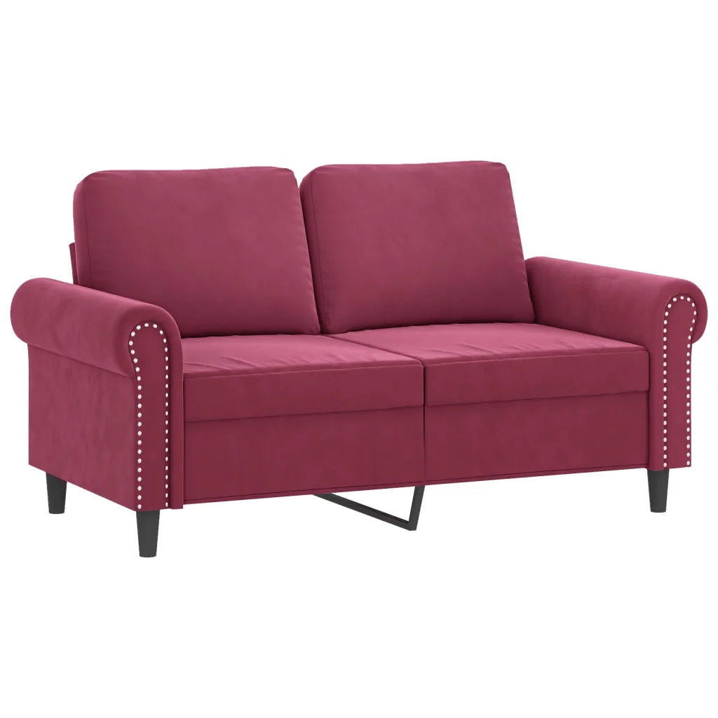Set di Divani 3 pz con Cuscini Rosso Vino in Velluto 3202264