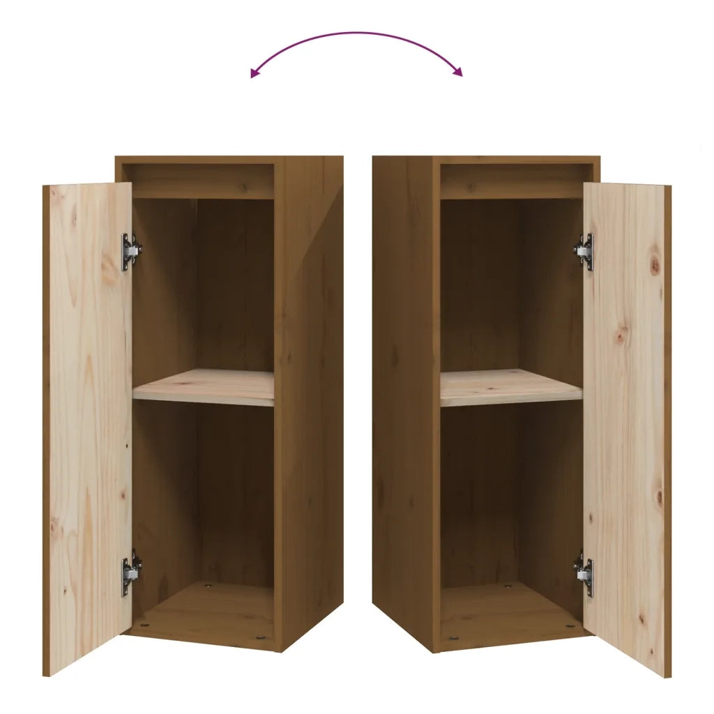 Pensili 2 pz Marrone Ambra 30x30x80cm in Legno Massello di Pino 813502