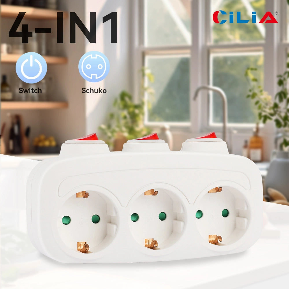 Adattatore Multipresa 3 in 1 con Interruttori ¨C zephmum ¨C Bianco