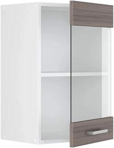 Mobile da cucina in vetro R-Line, Grigio nobile, 40 cm, per la libera combinazione all'interno di sistemi cucina modulari