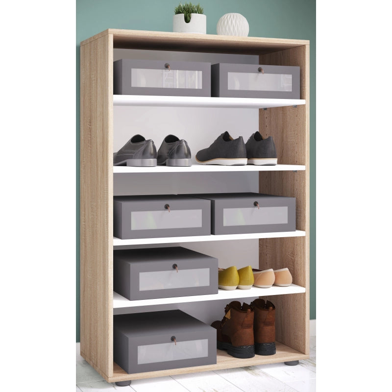 Legno Max Scarpiera H110 L70 P37 cm Mobile Porta Scarpe Salvaspazio con Ripiani Regolabili Colore Noce