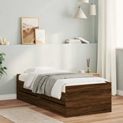 Giroletto con Cassetti-Struttura Letto con contenitore Rovere Marrone 75x190 cm Small Single 865634