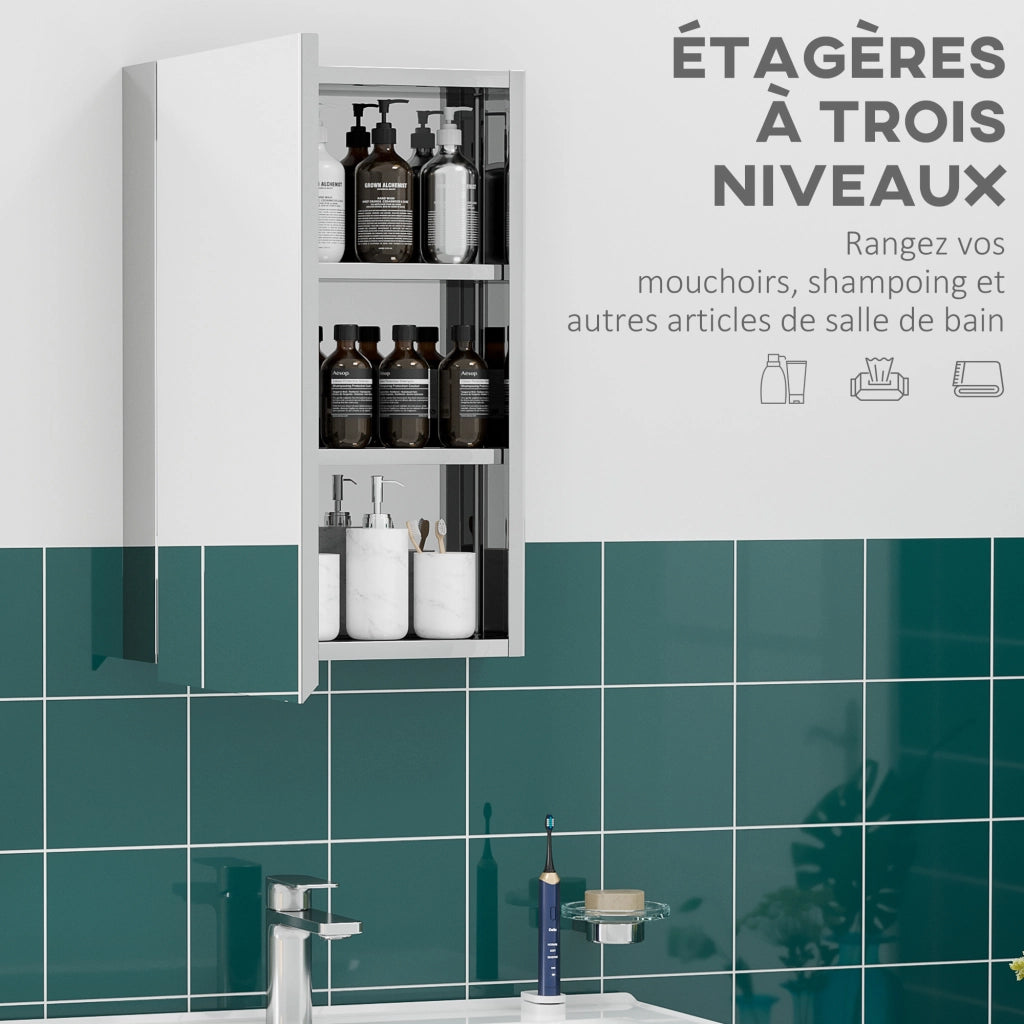 Armadietto Specchio Bagno Sospeso ¨C zephmum ¨C Acciaio Inox 39x12x60 cm