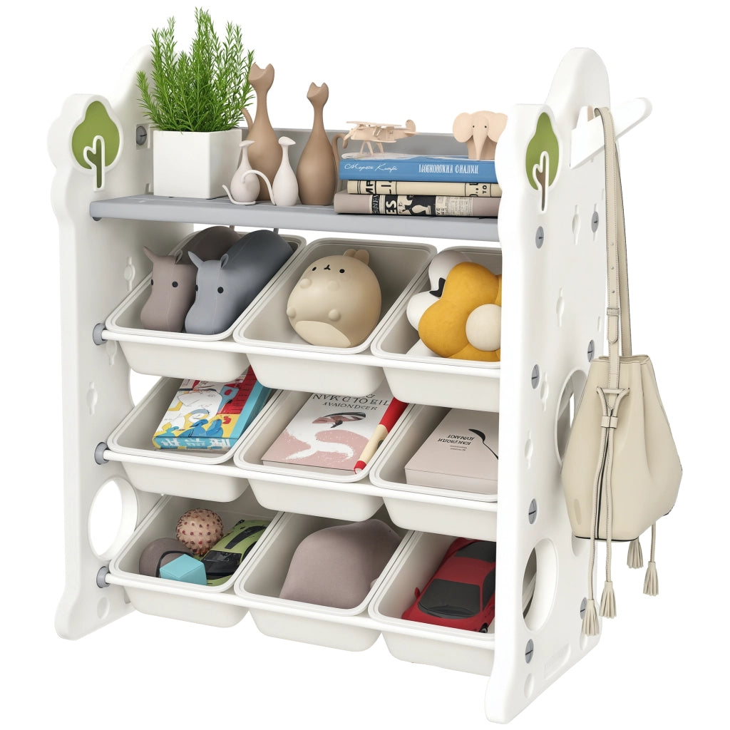 Libreria bambini con 9 contenitori ¨C zephmum ¨C plastica crema 60x30x60 cm