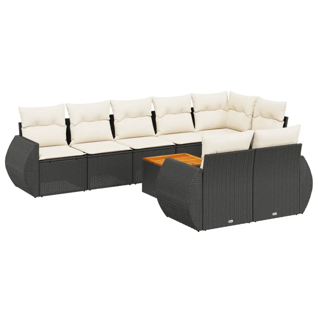 Set Divani da Giardino 9 pz con Cuscini Nero in Polyrattan 3257421