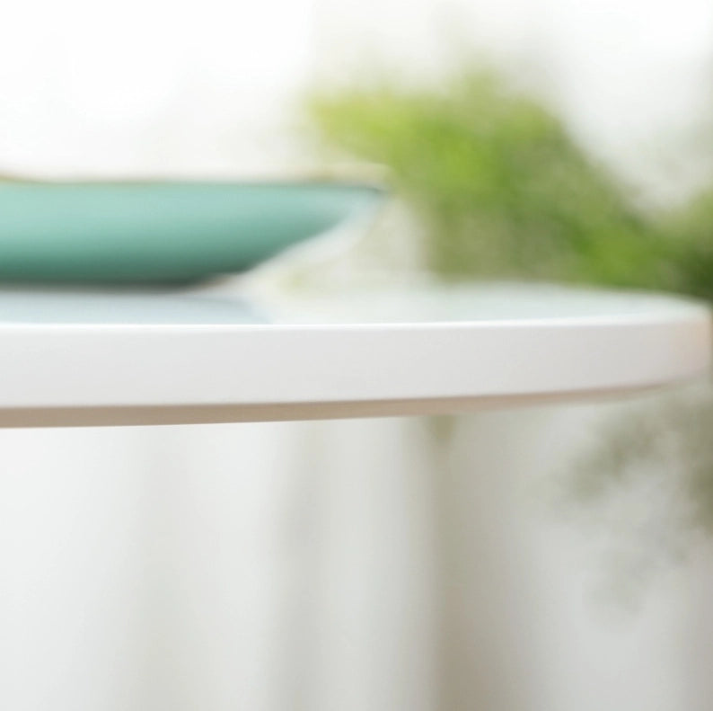 Tavolo da pranzo rotondo ULEVR ?80x75 cm in MDF e acciaio, bianco