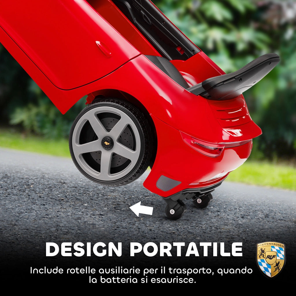 Macchina per Bambini 3-5 Anni con Licenza Ufficiale RUF GT Telecomando Cintura di Sicurezza e Musica Rosso
