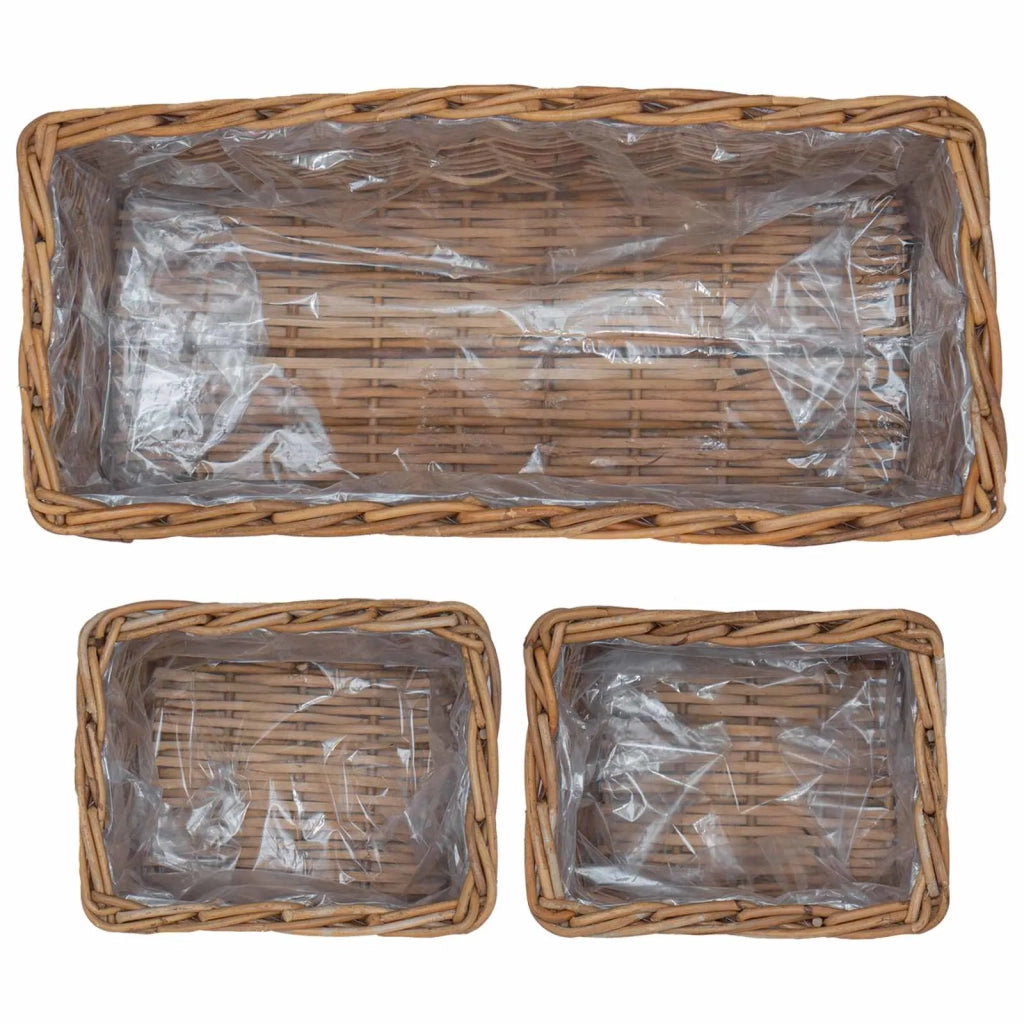 Cestino da Vaso con archiviazione 3 pcs Marrone Rattan Kubu 42020966