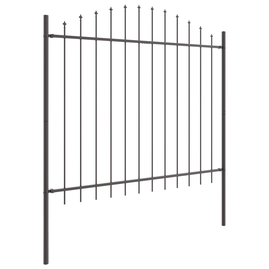 Recinzione da Giardino con Arco Grigia 11,9x1,5 m in Acciaio -