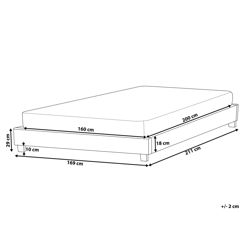 Letto 160 x 200 cm Rete a doghe in tessuto grigio senza testiera