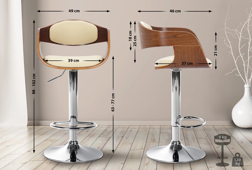 Sgabello Kingston in Similpelle Noce/crema