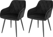 Set di 2 divani da sala da pranzo in velluto - ergonomici e confortevoli - finitura elegante - design atemporale - robusti e moderni - nero