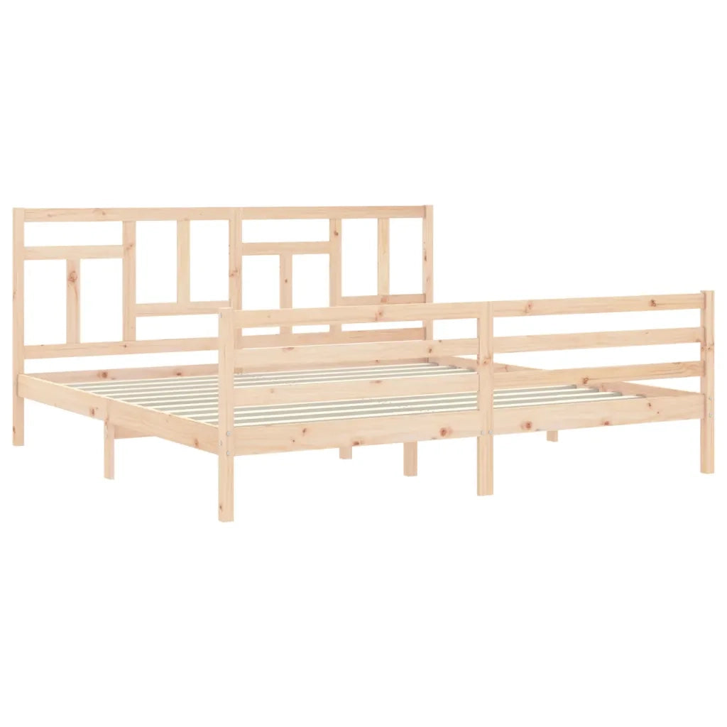 Giroletto con Testiera-Struttura Letto con testiera 200x200 cm in Legno Massello 541987