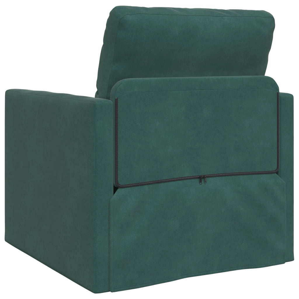 Divano Letto 2-in-1 Verde Scuro 74x77x81 cm in Velluto