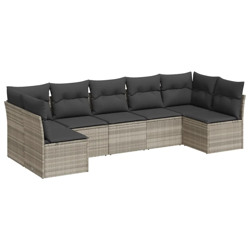 Set Divani da Giardino 7pz con Cuscini Grigio Chiaro Polyrattan 3217432