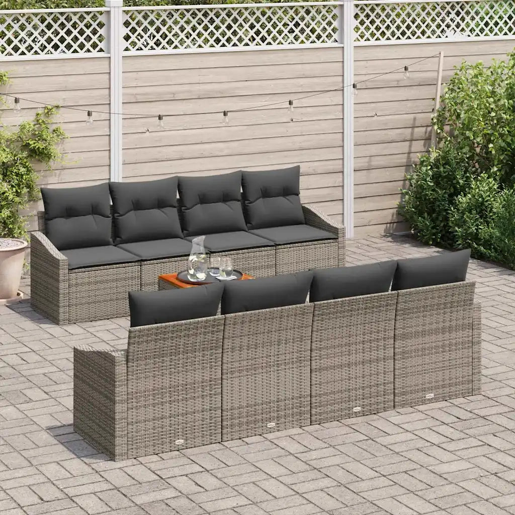 Set Divano da Giardino 9 pcs Grigio polyrattan 3356473