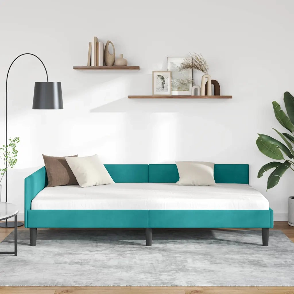 Cornice del letto ad angolo Turchese 80 cm x 200 cm Velluto 42016142