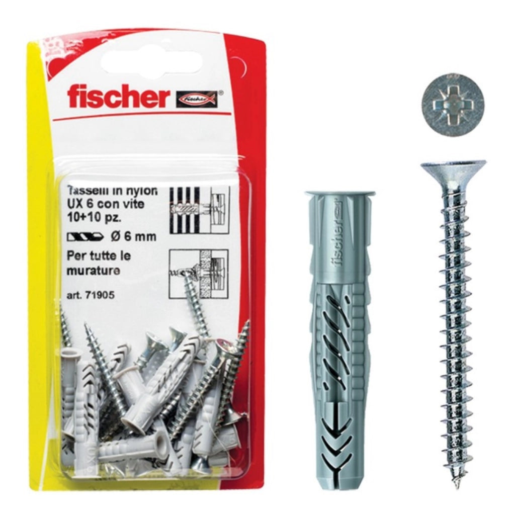 Tasselli Nylon Ux 6X35 S K Set 5 Pezzi - Fischer