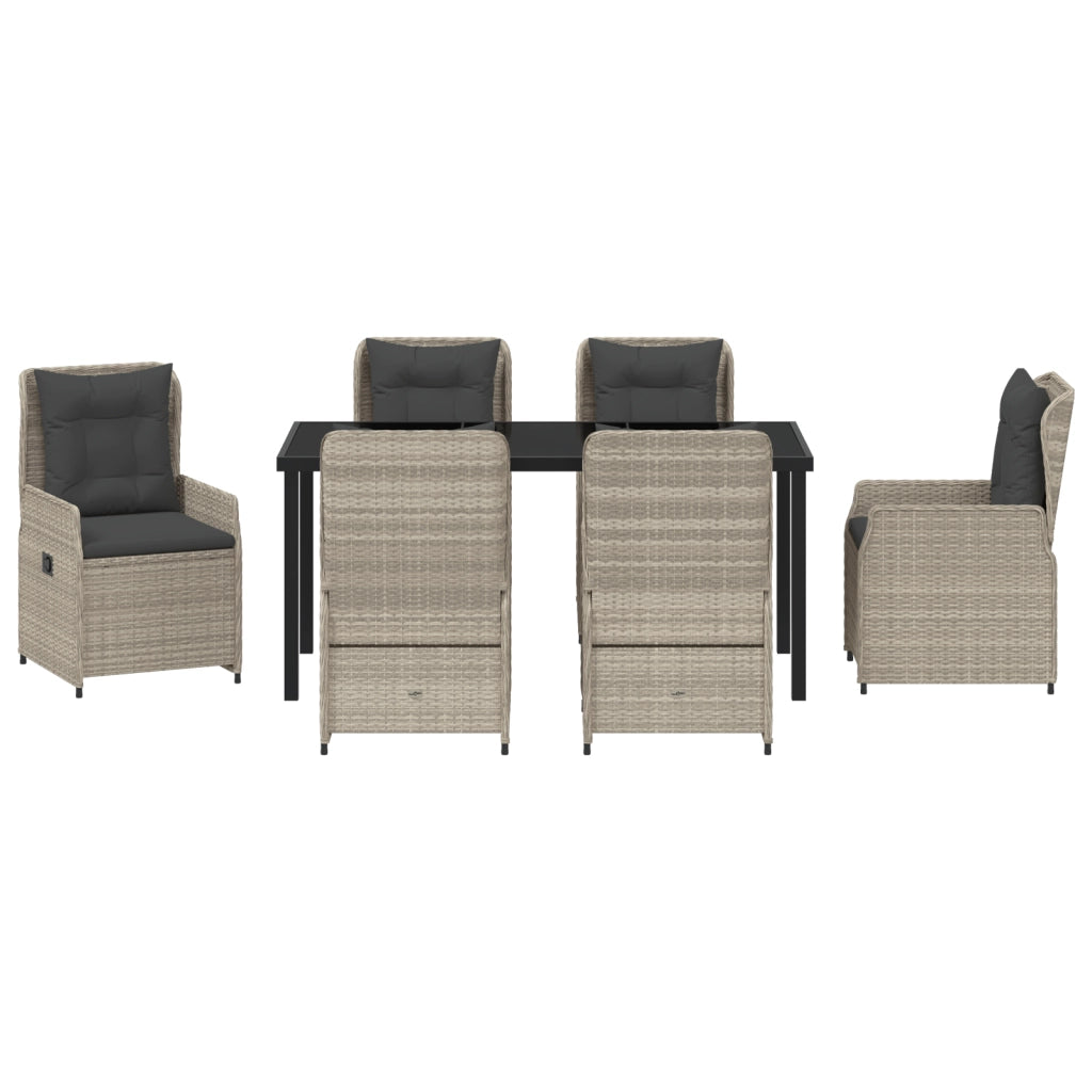 Set da Pranzo da Giardino  7 Pezzi Grigio Chiaro Polyrattan