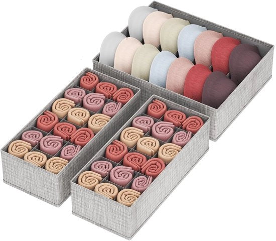 Organizzatore di carico per commode, set di 3 tavoli da appendere, box organizzatrice per la stanza dei bambini, sistema di contenitori per la camera da letto per abbigliamento, articoli di toeletta, calze, reggisen, mutande