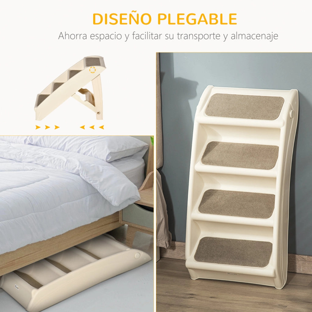 Scalino per Cani Gatti con Tappetini Antiscivolo ¨C zephmum ¨C 62x38x49,5 cm Beige