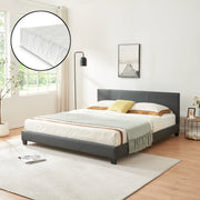 Letto Matrimoniale King Size Albacete con Testiera Alta e Materasso 180x200 cm Similpelle Grigio Scuro Corium