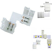 Trade Shop - Connettore A Clip 2 Pin Per Strip Led 12v Angolo A 90° Gradi Curva A Forma L -