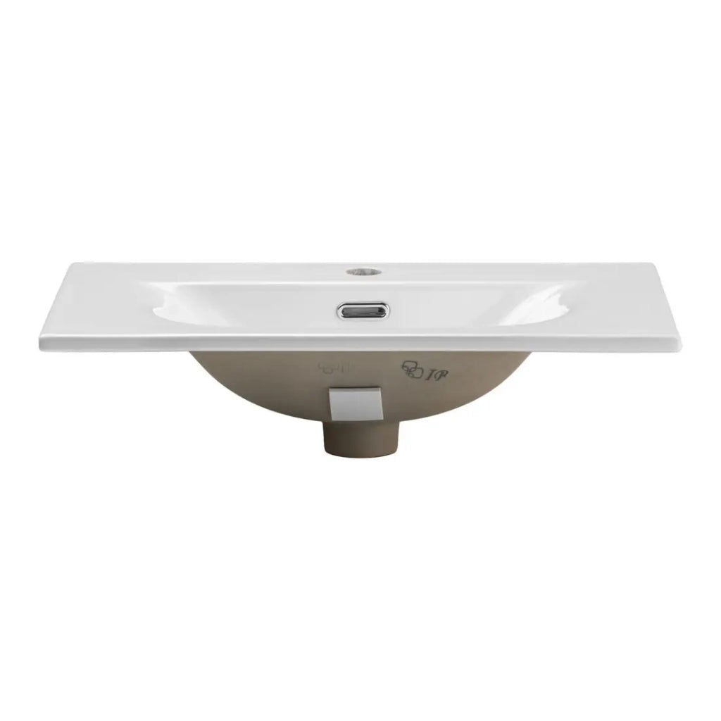 Lavabo da incasso VELOA 60 cm in ceramica bianca lucida compatta