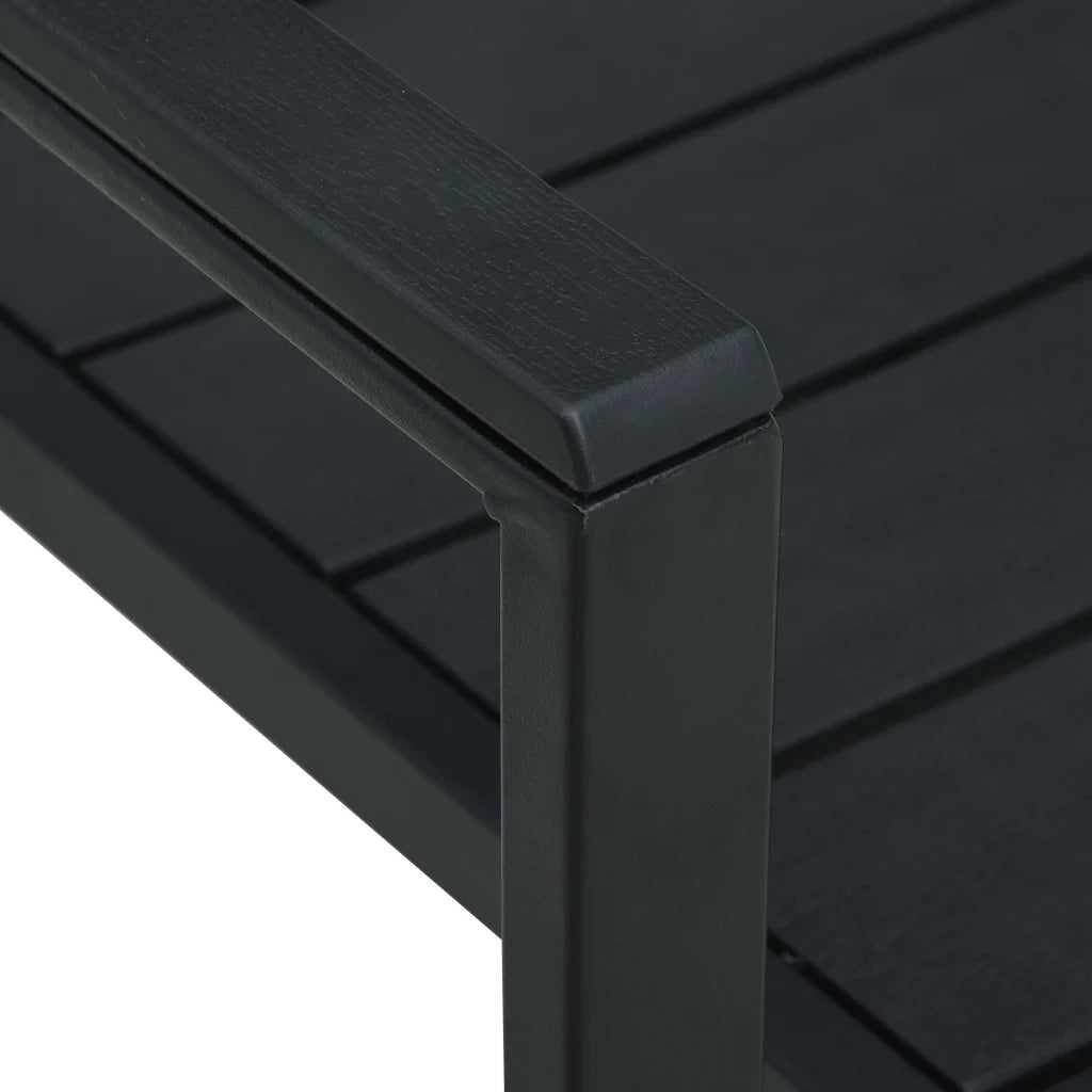 Sedie da Giardino 2 pz Nere in HDPE Aspetto Legno 47885
