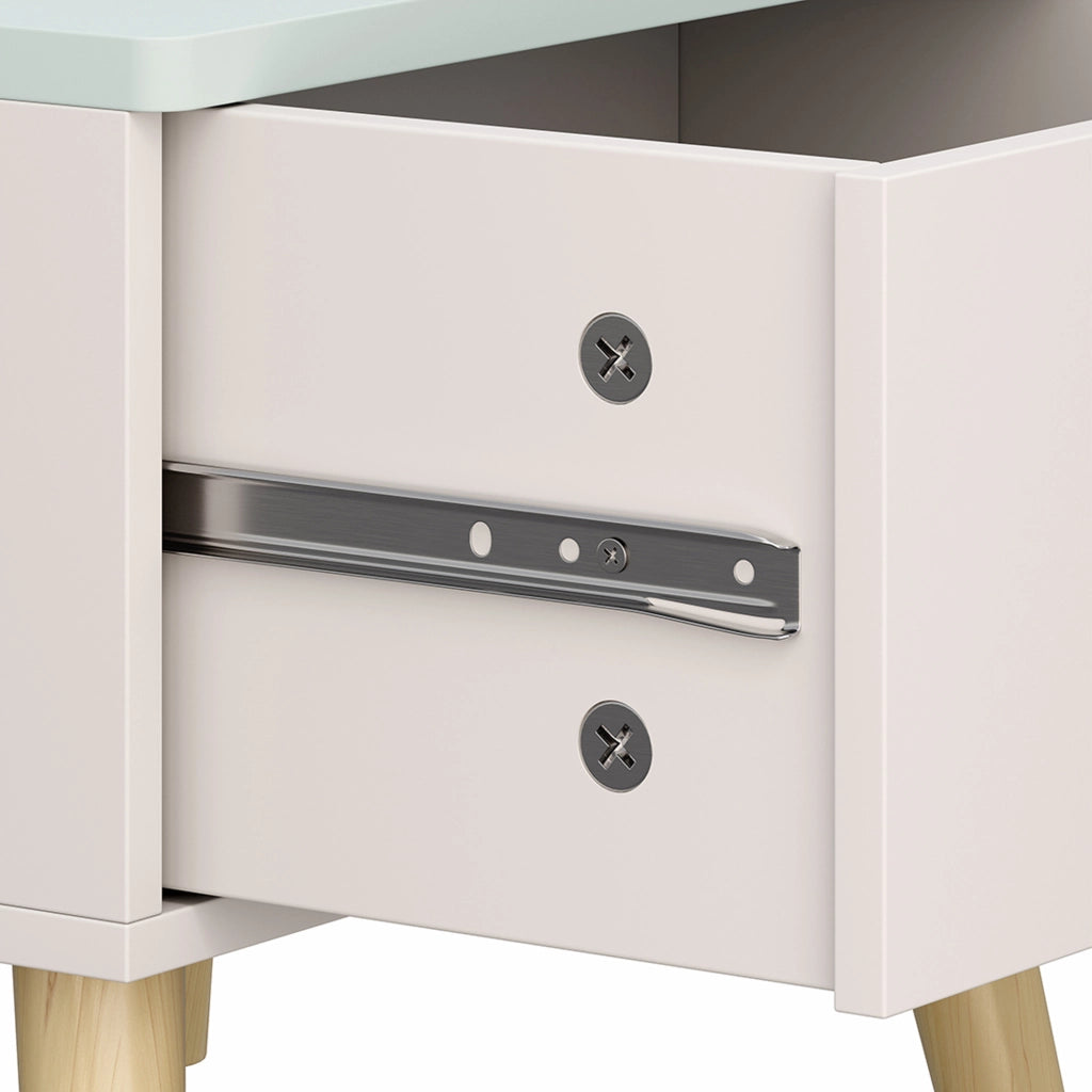 Comodino per Bambini Sandnes con Cassetto 31x38x30 cm Bianco / Menta Verde [en.casa]