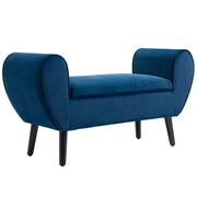 EasyComfort Panca Contenitore Imbottita per Interno in Tessuto Vellutato con Braccioli, 118x42x66cm - Blu